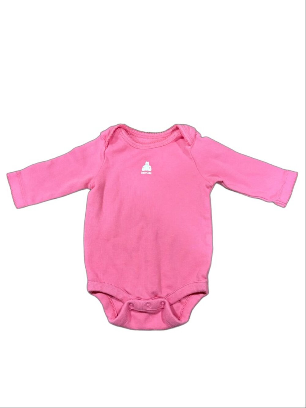 babyGap Pink Bear Logo Long Sleeve Bodysuit - Size 0-3M